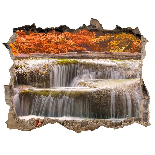 Wandtattoos Mauerdurchbruch Wasserfall in herbstlicher Landschaft