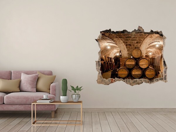 Wandfolien Loch in der Wand Innenansicht eines Weinguts mit Fässern