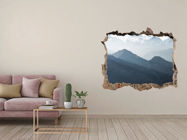 3D Wandsticker Loch Berglandschaft durch ein Loch in der Wand