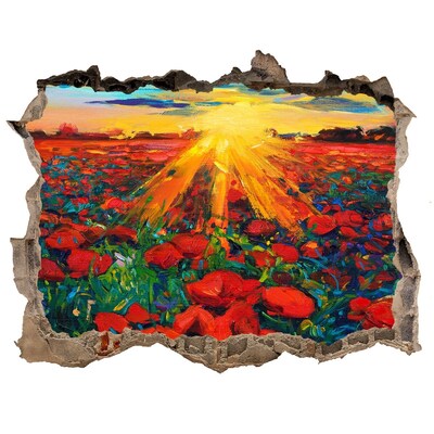 Wandfolien Loch in der Wand Blumenwiese im Sonnenschein