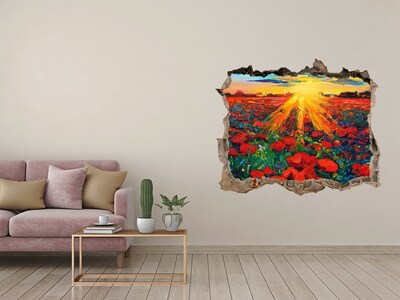 Wandfolien Loch in der Wand Blumenwiese im Sonnenschein