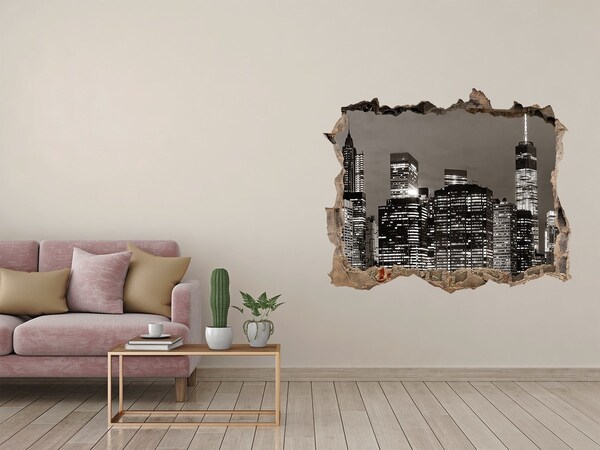 3D Wandtattoos Loch in der Wand New Yorker Skyline bei Nacht
