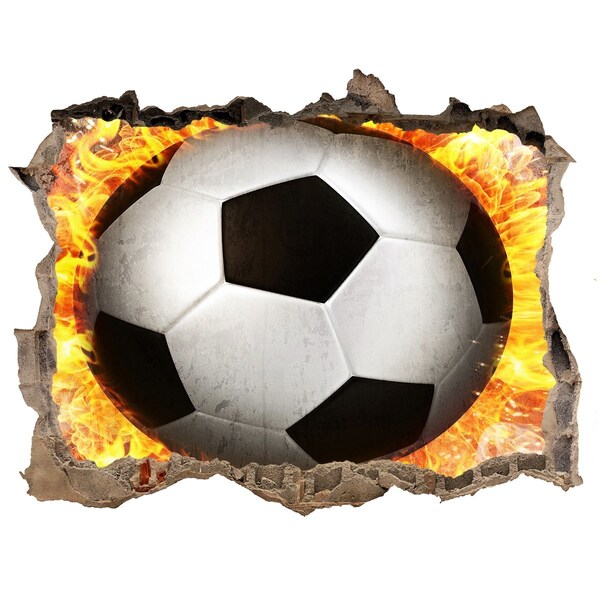 3D Wandsticker Loch Fußball in Flammen