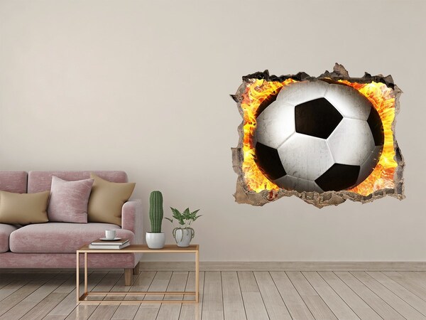 3D Wandsticker Loch Fußball in Flammen