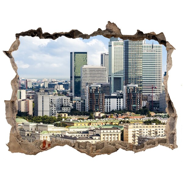 3D Wandsticker Loch Blick auf die moderne Stadt