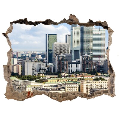 3D Wandsticker Loch Blick auf die moderne Stadt