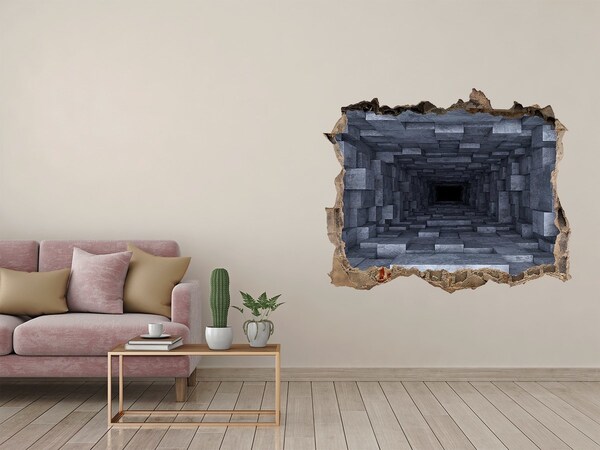 3D Wandtattoos Loch in der Wand Tiefer Tunnel aus Beton