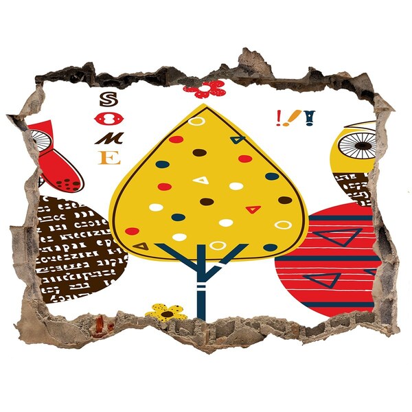 Wandtattoos Mauerdurchbruch Bunte Bäume in einem Loch in der Wand