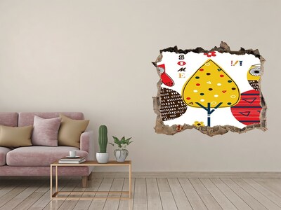 Wandtattoos Mauerdurchbruch Bunte Bäume in einem Loch in der Wand