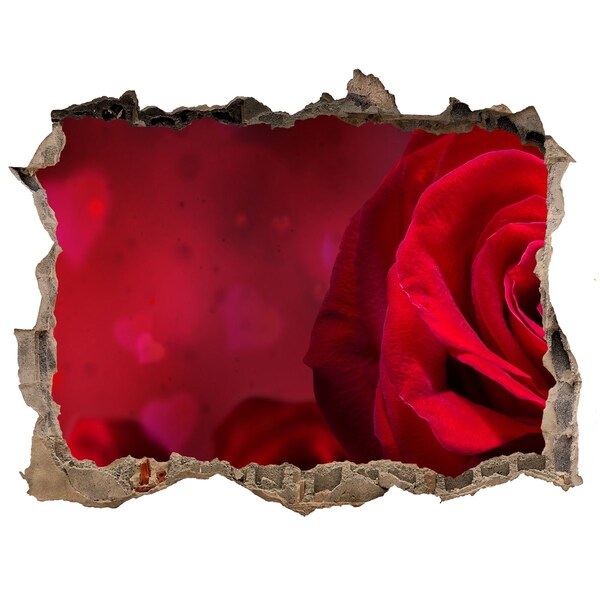 3D Wandsticker Loch Rote Rosen in Herzen