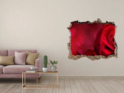 3D Wandsticker Loch Rote Rosen in Herzen