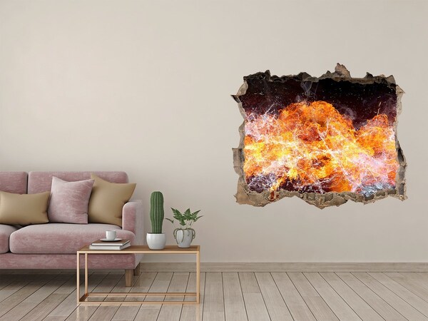 Wandfolien Loch in der Wand Feuer im Wandloch