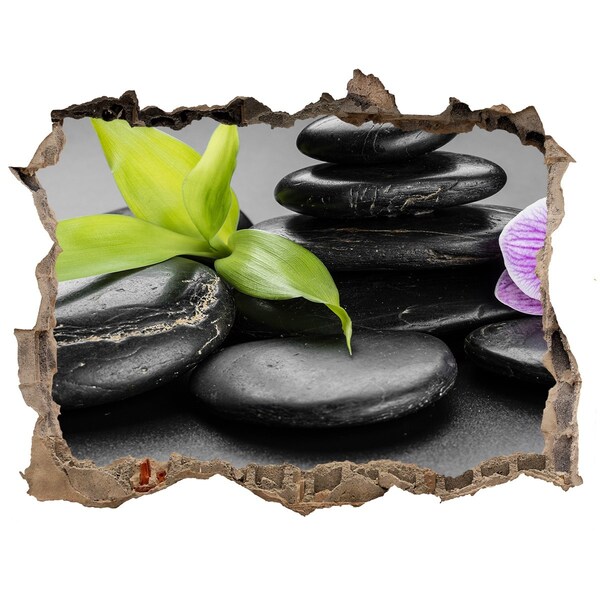 Wandtattoos Loch Ein entspannender Ausblick mit Steinen und Pflanzen