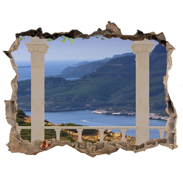 3D Wandsticker Loch Blick auf die malerische Bucht