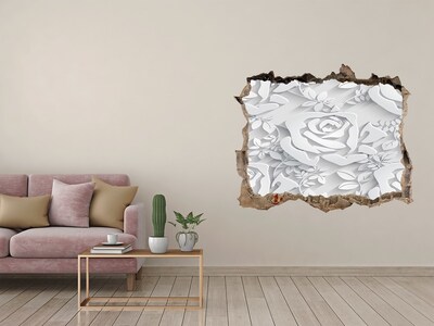 3D Wandtattoos Loch in der Wand Blumenillusion aus Beton