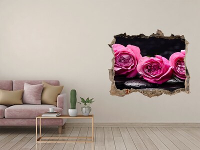 3D Wandsticker Loch Blumen in einem Betonloch
