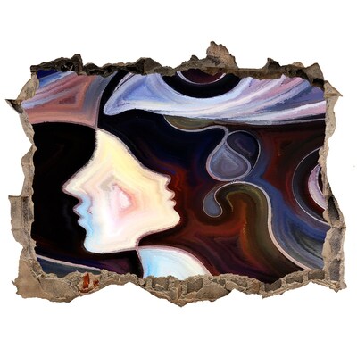 3D Wandtattoos Loch in der Wand Gesichter im Farbenchaos