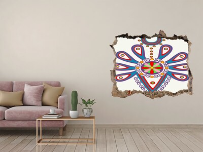 3D Wandsticker Loch Ein farbenfrohes Muster vor dem Hintergrund einer beschädigten Wand