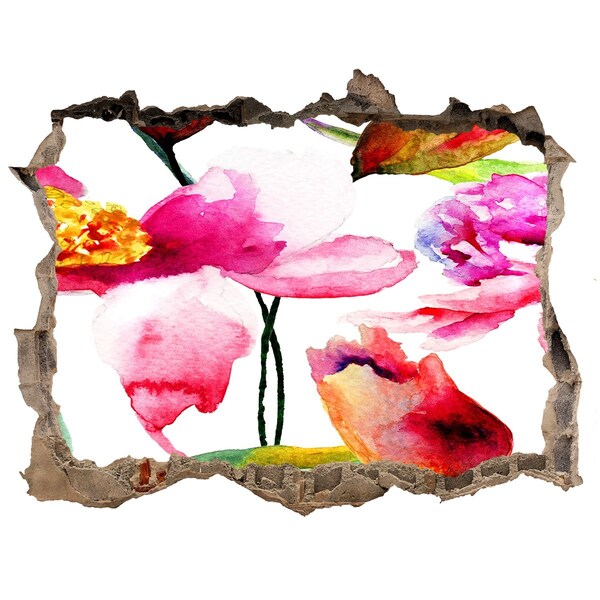 3D Wandsticker Loch Blumengarten hinter der Mauer