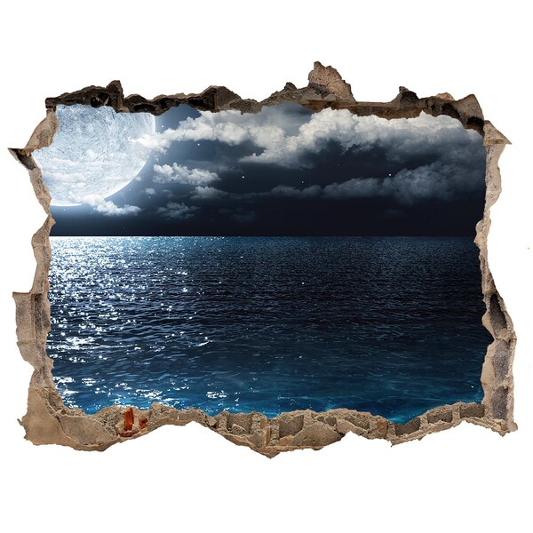 Wandfolien Loch in der Wand Nachtansicht des Meeres