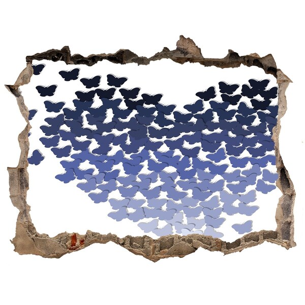 3D Wandsticker Loch Schmetterlinge in der blauen Tiefe
