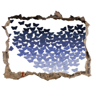 3D Wandsticker Loch Schmetterlinge in der blauen Tiefe
