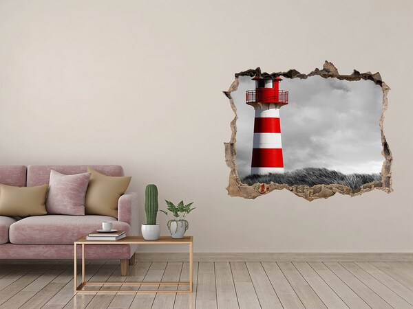 3D Wandtattoos Loch in der Wand Leuchtturm in den Wolken