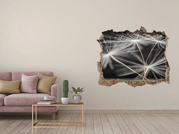 Wandfolien Loch in der Wand Löwenzahnblüten im Beton