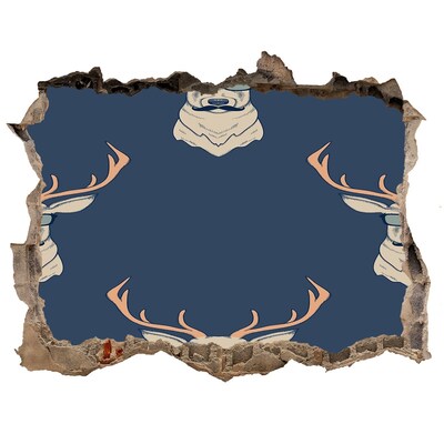 3D Wandsticker Loch Hirsche mit Sonnenbrille