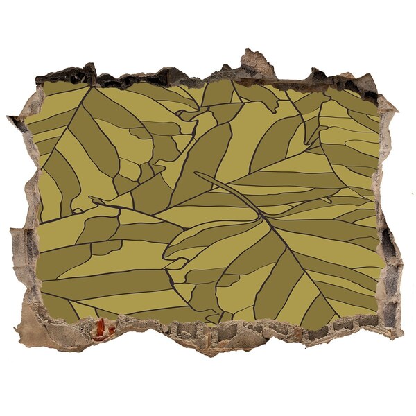 3D Wandtattoos Loch in der Wand Blätter im Beton