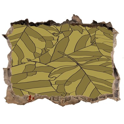 3D Wandtattoos Loch in der Wand Blätter im Beton