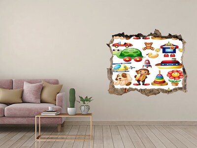 Wandfolien Loch in der Wand Spielzeug in einer bunten Welt
