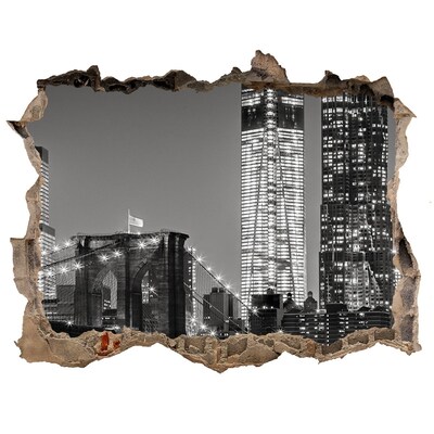 3D Wandsticker Loch Brooklyn Bridge bei Nacht
