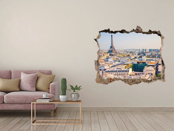 Wandfolien Loch in der Wand Blick auf Paris