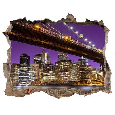 3D Wandsticker Loch Brooklyn Bridge bei Nacht