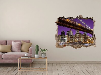 3D Wandsticker Loch Brooklyn Bridge bei Nacht