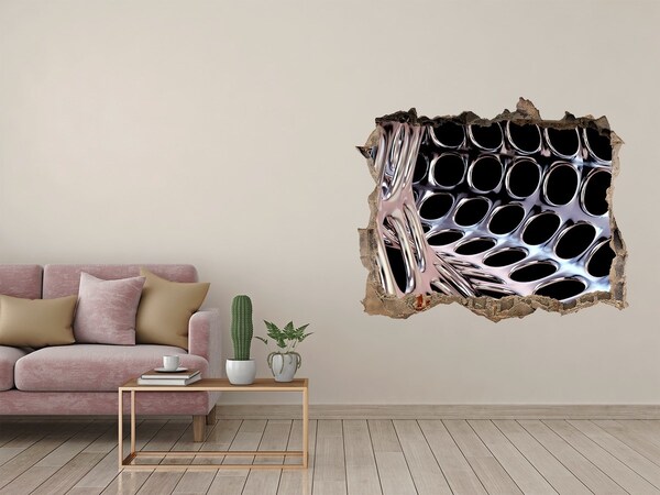 Wandtattoos Mauerdurchbruch Metallgitter durch ein Loch in der Wand