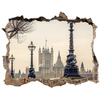 3D Wandtattoos Loch in der Wand Blick auf London
