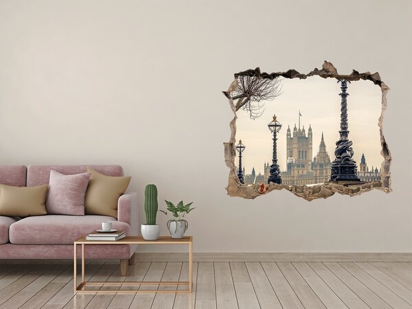3D Wandtattoos Loch in der Wand Blick auf London