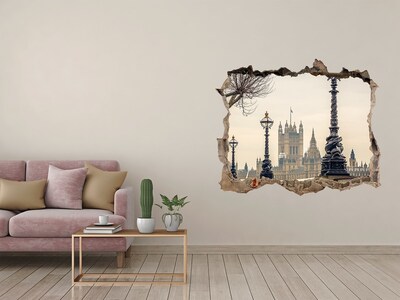 3D Wandtattoos Loch in der Wand Blick auf London