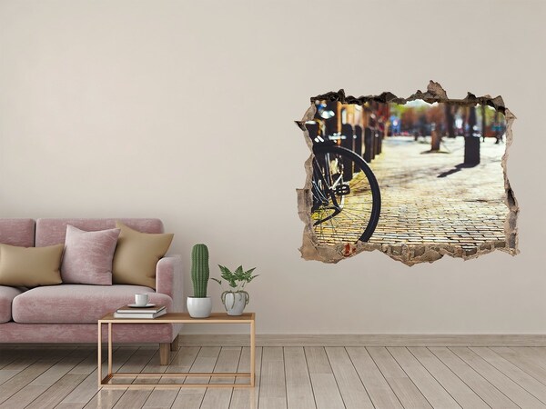 3D Wandsticker Loch Der Charme der Straße mit dem Fahrrad
