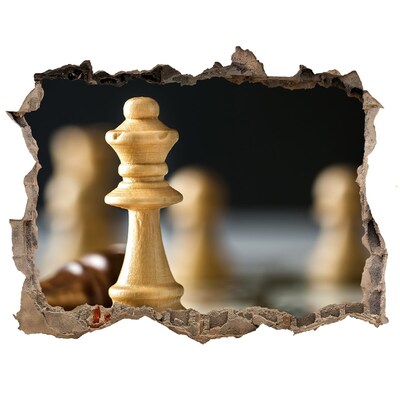 Wandtattoos Mauerdurchbruch Schachspielen durch ein Loch in der Wand