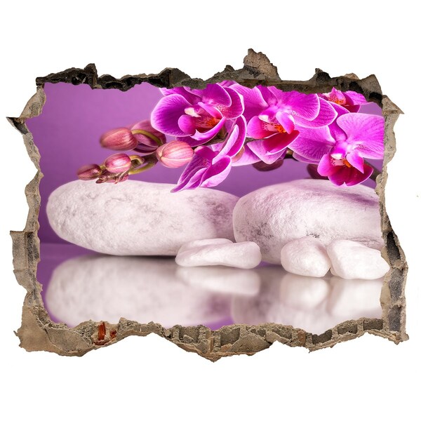 3D Wandtattoos Loch in der Wand Orchidee vor steinernem Hintergrund