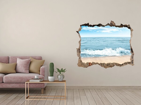 3D Wandsticker Loch Blick auf den Meeresstrand