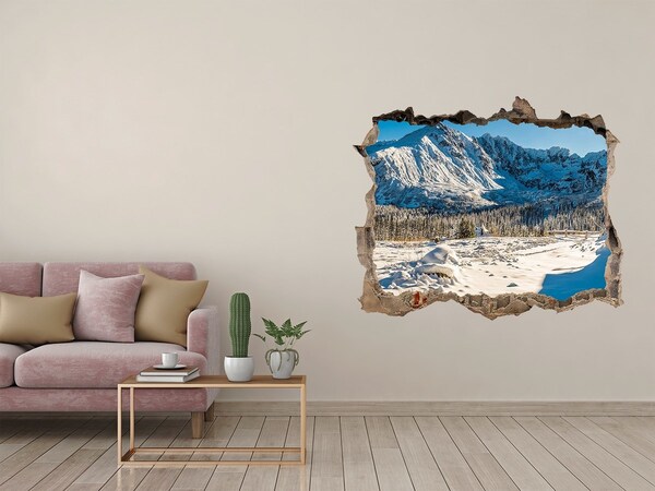 Wandfolien Loch in der Wand Winterliche Berglandschaft