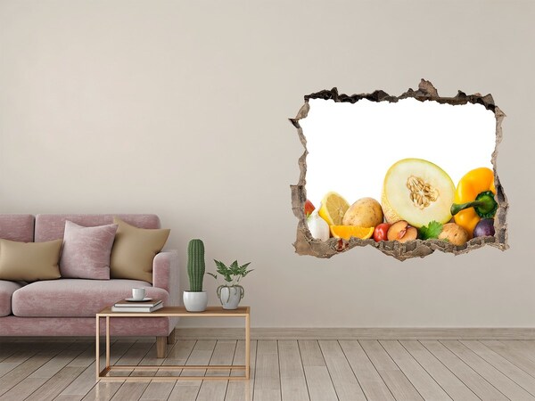 3D Wandsticker Loch Obst und Gemüse in einem kleinen Laden