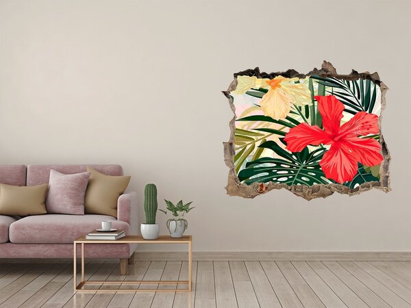 3D Wandsticker Loch Tropischer Hibiskusgarten