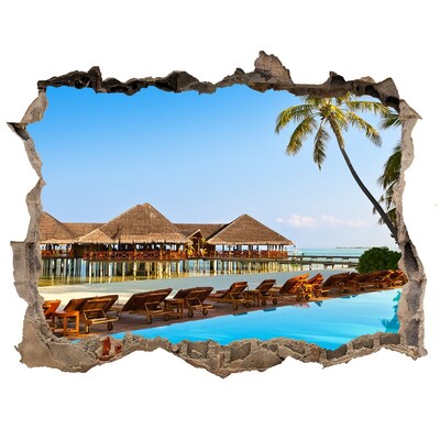 Wandtattoos Mauerdurchbruch Tropisches Paradies am Pool