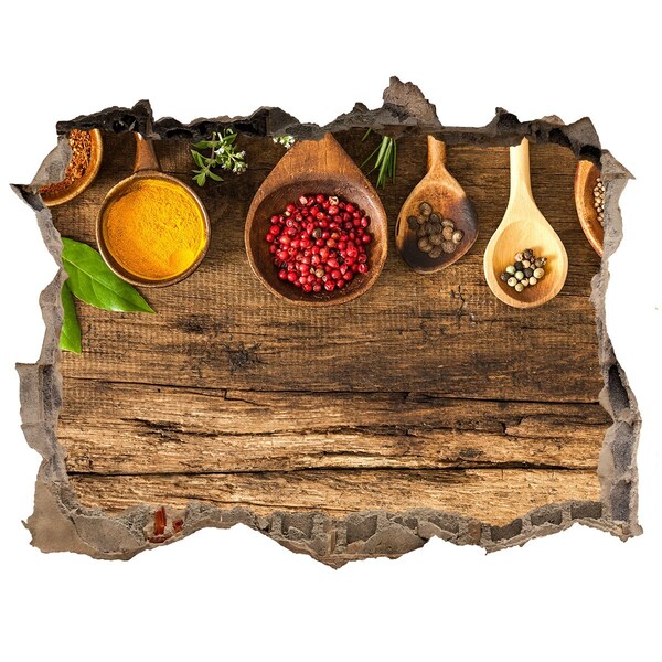 Wandtattoos Loch Küchengewürze auf einer hölzernen Arbeitsplatte