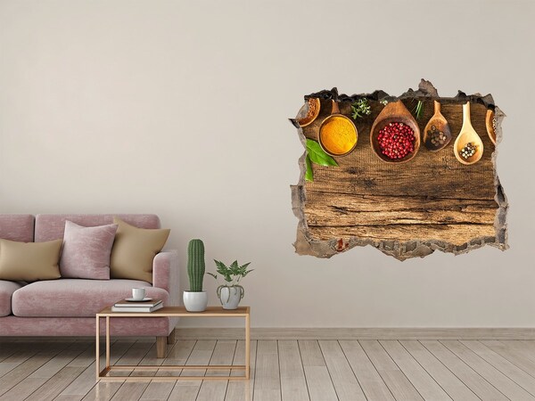 Wandtattoos Loch Küchengewürze auf einer hölzernen Arbeitsplatte